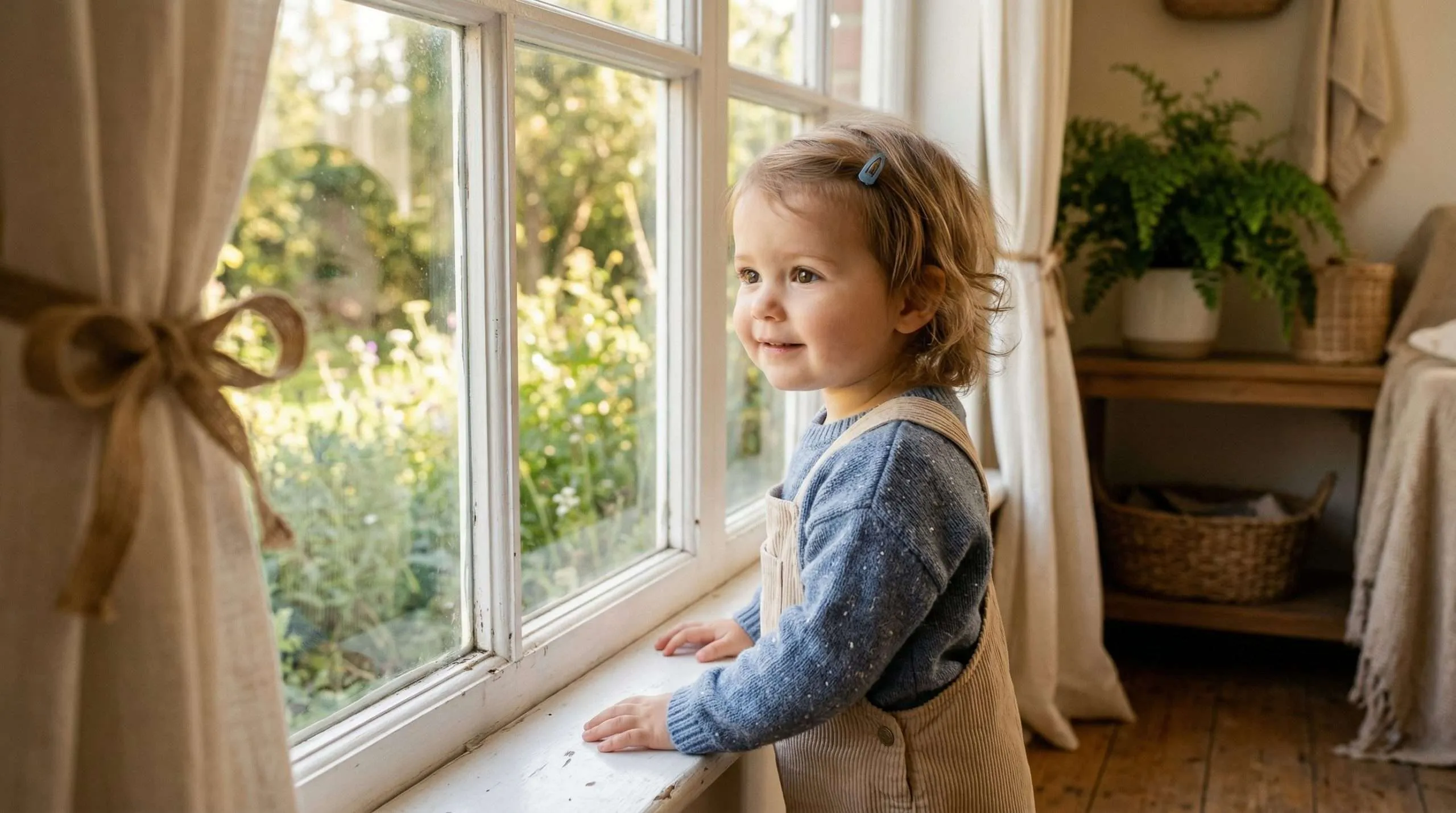 Toddler exploring the world